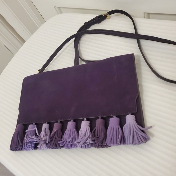 Rebecca Minkoff Sofia Purple Leather/Suede Clutch/Crossbody - Picture 8 of 15